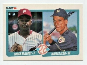 1990 Fleer Baseball Card # 650 Chuck McElroy / Moises Alou RC