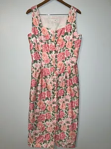 Vintage ‘91 Eileen West Pink Floral Dress With Buttons 100% Cotton Made In USA - Picture 1 of 17