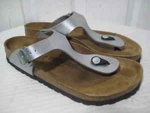 Birkenstock Gizeh Soft Footbed Metallic Silver Unisex Size 39/ Men 6 & Women 8 - Imagen 1 de 12