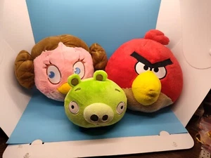 Angry Birds Plush Green Pig Red Terence  Princess Leia Lot Of 3 - Picture 1 of 15