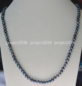 24inches Natural 6-7mm Black Tahitian Cultured Pearls Necklace PN1065 - Picture 1 of 5