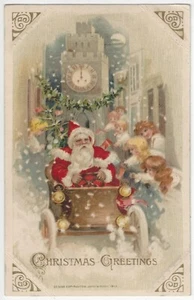 1913 Schmucker Winsch Navidad Santa Claus en Auto, Lindas Niñas en Ventanas - Imagen 1 de 2