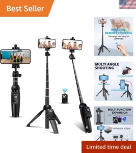 42 Inch Aluminum Alloy Selfie Stick Tripod with Wireless Remote for All Phones - Picture 1 of 7