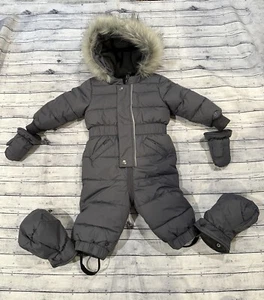 Deux Par Deux Gray Snowsuit - Size 18 Mos - Picture 1 of 5