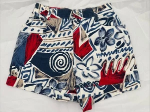 Vintage 90s A.Byer Artsy Geometric Abstract Retro High Waist Mom Shorts Sz 9 - Picture 1 of 5