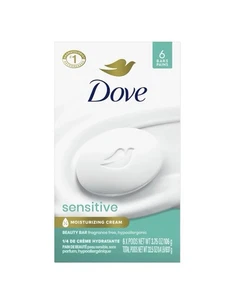 Dove Sensitive Beauty Bar 3.75oz Pack of 6 Gentle Fragrance Free Moisturizing... - Picture 1 of 3