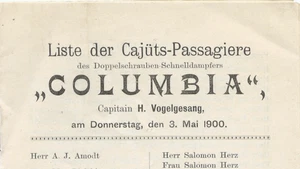1900 COLUMBIA Hamburg-American Line Passenger List - Vogelgesang - Picture 1 of 4