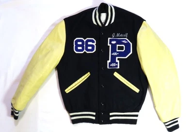 Chaqueta Letterman de Colección de la Escuela Secundaria Años 80 Parche P Delong Etiqueta de Ropa Deportiva Foto 1 de 4