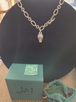 Increíble collar de cocodrilo pesado John Hardy Jai de plata de ley y oro de 14 quilates Foto 1 de 4