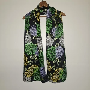 Cynthia Rowley Womens 100% Silk Scarf - Black/Floral - 14x64 - Picture 1 of 7
