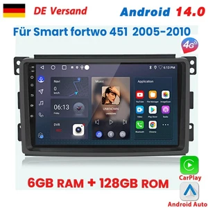 Für Smart Fortwo 451 2005-2010 Carplay Android14 Autoradio GPS Navi DAB+ 6+128GB - Bild 1 von 14