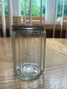 DE COLECCIÓN HOOSIER TARRO DE TÉ DE VIDRIO TRANSPARENTE PATRÓN DE CREMALLERA CON TAPA 5" DE ALTO - Imagen 1 de 7