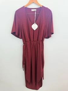 HQ Maroon Pocket Pleated Dress New Size Small - Picture 1 of 5