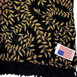 Hecho en EE. UU. Ivy Vine Tejido Manta Tapiz Damasco Negro Dorado 50x 60" NUEVO - Imagen 1 de 9