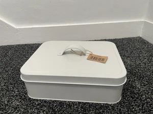 GREY TEA STORAGE LIDDED TIN ORGANISER - 9 COMPARTMENTS - 26 X 21 X 8.2 CM H -NEW - Picture 1 of 9