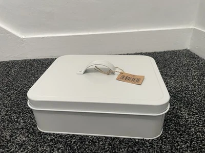 GREY TEA STORAGE LIDDED TIN ORGANISER - 9 COMPARTMENTS - 26 X 21 X 8.2 CM H -NEW - Image 1 of 4