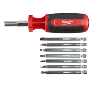 Milwaukee 9-in-1 SQUARE DRIVE MULTI-BIT DRIVER SCREWDRIVER Crome Plated Bits HQ - Picture 1 of 9