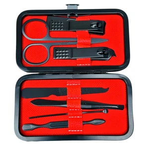 Manicure Pedicure Cuticle Kit Nail Care Clipper Cutter Case 7 Pcs Gift Set - Picture 1 of 12