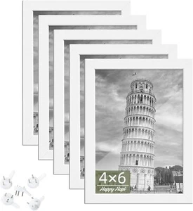 HappyHapi 4x6 Picture Frame Set of 5, Photo Frames for 4x6, white*5 - Picture 1 of 3