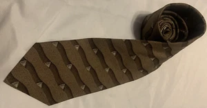 JOSEPH ABBOUD Luxury Silk Necktie Made in Italy  Light Brown Geometric - Picture 1 of 7