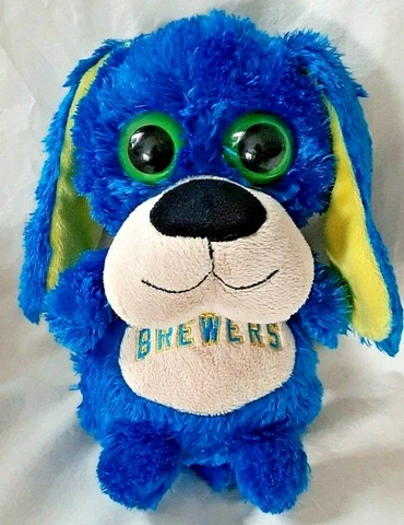 Forever Collectables Milwaukee Brewers Blue Puppy Dog Plush MLB Baseball 8" Cover