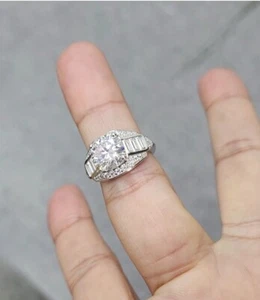 Custom Charles & Colvard Moissanite Ring in 14k White Gold - Picture 1 of 5