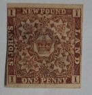 Newfoundland 1861-62 Coat of Arms Heraldic Flwrs 1p Violet Brwn. Used. Cat £850.
