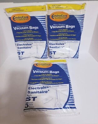 3 EnviroCare ELECTROLUX Sanitaire Vacuum Bags Style ST 5 Pack =  15 total bags - Image 1 of 4