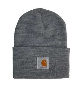 Carhartt Beanie Grey Watch Hat Unisex Cuffed Rib Knit Acrylic - Picture 1 of 4