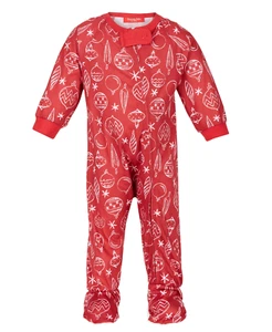 Family Pajamas Baby Pajamas Ornament Print Warm One-Piece Footed Red Size 18 Mo. - Picture 1 of 5