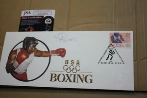 1992 OLYMPIC COMMEMORATIVE CACHET ENVELOPE SIGNED BY GEORGE FOREMAN JSA CERT - Picture 1 of 1