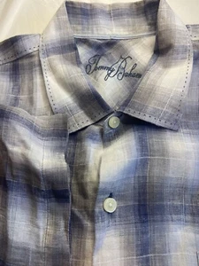Men's Tommy Bahama Gray Plaid Linen Short Sleeve Button Down Shirt- Size 3XL - Picture 1 of 17