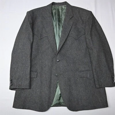 Chaqueta Blazer Abrigo Deportivo Circle S 48R Gris Mancha Tweed Hecho en EE. UU. Western Yugo Foto 1 de 4