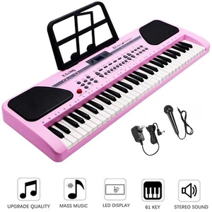 Pink Kids 61 Key Music Electronic Keyboard Electric Digital Piano Organ Xmas Gif - Picture 1 of 12