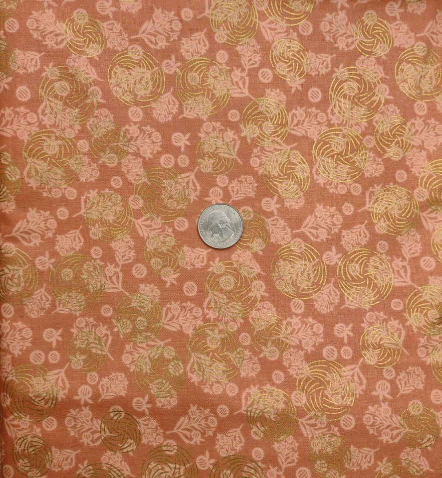 2 Yds Cotton Quilt Fabric-Promenade by Kathy Hall/Andover-Soft Coral Pink Floral - Image 1 of 1