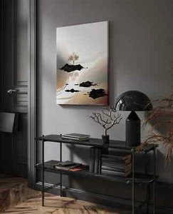 Beige Japanese Painting River Tree Art Unframed Canvas Print Australian Wall Art - Foto 1 di 4