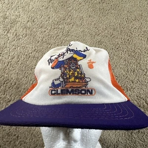 Vtg Clemson Tigers Trucker Hat Cap Adult Orange Snapback Real Party Animal USA - Picture 1 of 7
