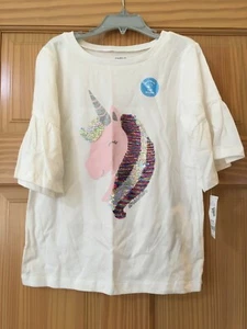 NWT Carter's Unicorn Flip Sequin Tee Shirt Top Bell Sleeve Girls many sizes - Picture 1 of 2