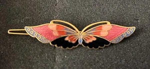 Vintage Cloisonne Haarnadel Emaille goldfarben Schmetterling - Bild 1 von 4