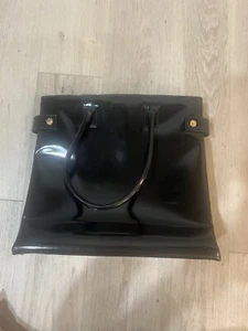 Authentic GUCCI Vintage Black Patent Leather Studded  Tote Purse Bag - Picture 1 of 14