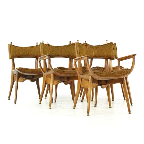 Harold Schwartz for Romweber Mid Century Burlwood Dining Chairs - Set of 6 Cover