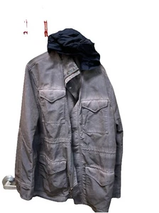 Timberland Men Gray Jacket Full Zip Snap Softshell Distressed Hooded Size XXL - Picture 1 of 18