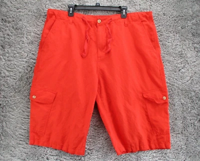 Sean John Shorts Mens Size 42 Orange Long Length Cargo 50% Linen 50% Cotton - Image 1 of 4