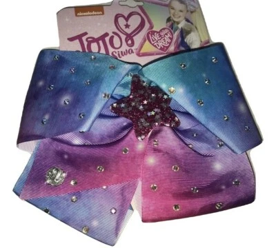 JoJo Siwa Large Pink Blue OmbreGalaxy Hair Bow Rhinestones Star Center - Image 1 of 4