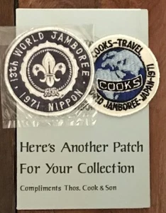 2 BOY SCOUT PATCHES 1971 JAPAN WORLD JAMBOREE + THOMAS COOK BROCHURE - Picture 1 of 1