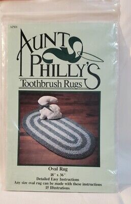 NEW Aunt Philly's Toothbrush Rugs Oval Rug 15 Illustrations 18 X36  With Needle • 15.27€
