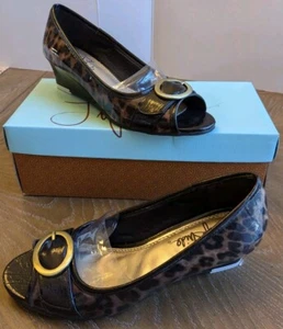 Life Stride Helena braune offene Zehenpartie-Pumps Leopardenmuster Größe 7M neu  - Bild 1 von 13