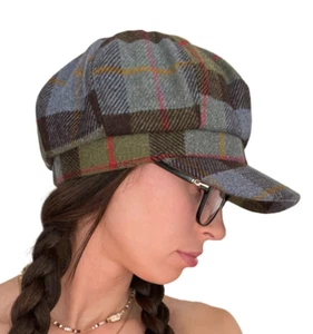 Tweed Bäcker Jungenmütze olivblau Tweed Zeitungsjunge Kappe - Bild 1 von 8
