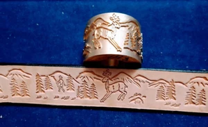 Leather Embossing Machine Roller Jumping Deer/Hunter Pattern #143 Solid Brass - Bild 1 von 3