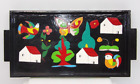 Vintage El Salvador Wooden Hand Painted Serving Tray Folk Art Butterflies 1990s